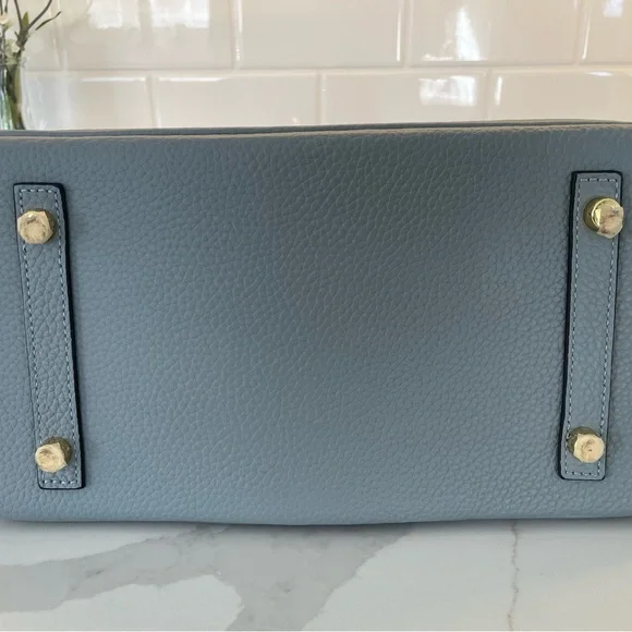 Birkin Inspired Slate Blue Satchel - Picture 6 of 11